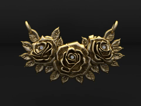Royal Floral Skull Pendant 3D Print Model