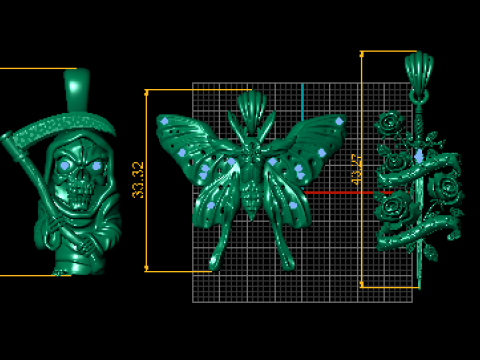 रॉयल पुष्प खोपड़ी लटकन 3D प्रिंट मॉडल