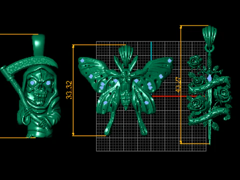 Royal Floral Skull Pendant 3D Print Model