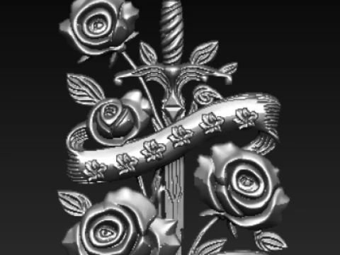 Royal Floral Skull Pendant 3D Print Model