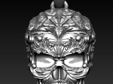 Royal Floral Skull Pendant 3D Print Model