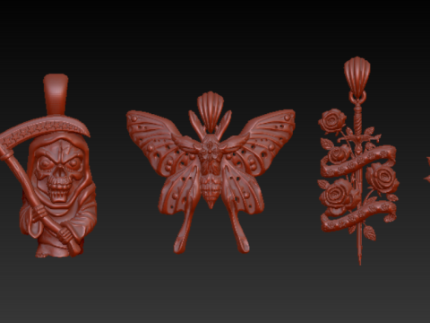 रॉयल पुष्प खोपड़ी लटकन 3D प्रिंट मॉडल