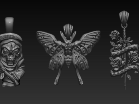 रॉयल पुष्प खोपड़ी लटकन 3D प्रिंट मॉडल