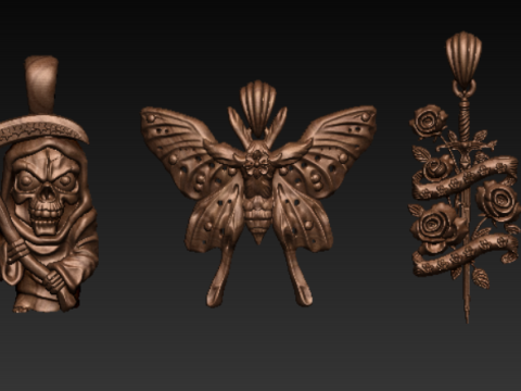 रॉयल पुष्प खोपड़ी लटकन 3D प्रिंट मॉडल