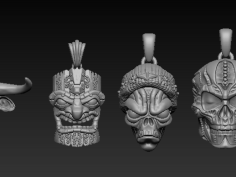 Koleksi Liontin Totem Gelap Model Cetak 3D