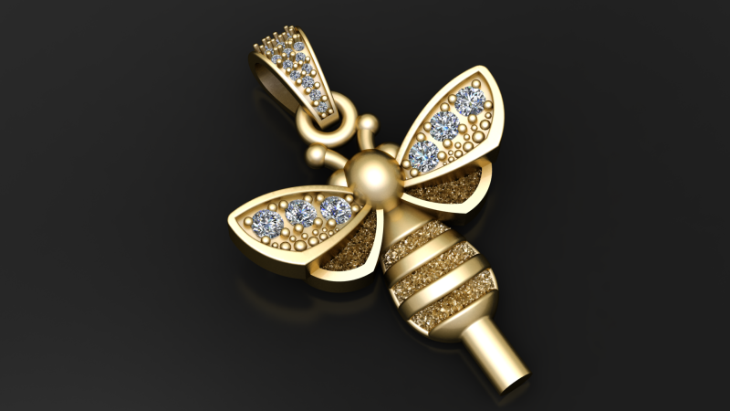 Pingente Abelha Luxo Modelo de Impressão 3D .c4d .max .obj .3ds .fbx .stl .blend 