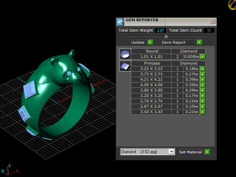 Anillo de diamantes con oso dorado Modelo de impresión 3D