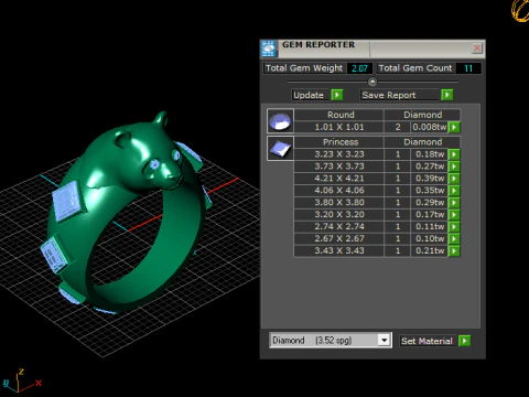 Golden Bear Diamond Ring 3D Print Model