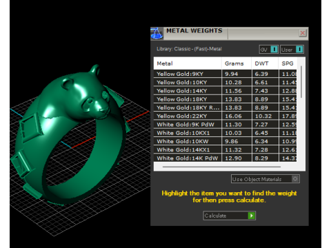 Anillo de diamantes con oso dorado Modelo de impresión 3D