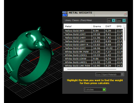 Golden Bear Diamond Ring 3D Print Model