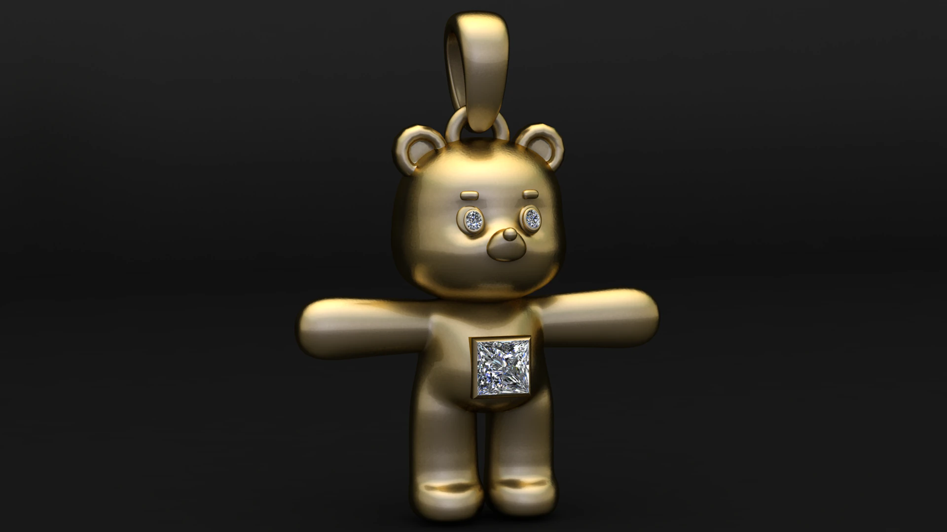 Cute Teddy Bear Gold Pendant 3D Print Model .c4d .max .obj .3ds .fbx .stl .blend
