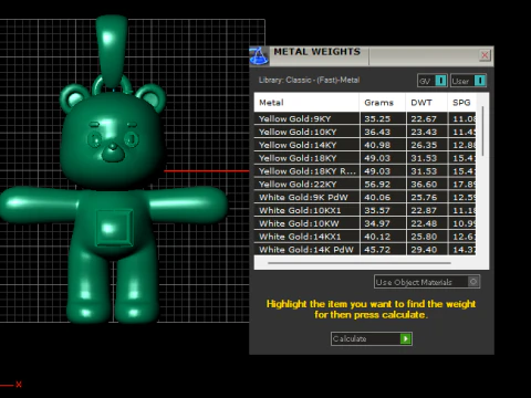 Cute Teddy Bear Gold Pendant 3D Print Model