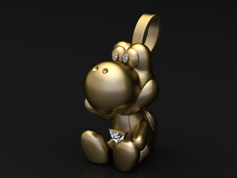 Goldener Dino-Charakter-Anhängerc 3D Druckmodell