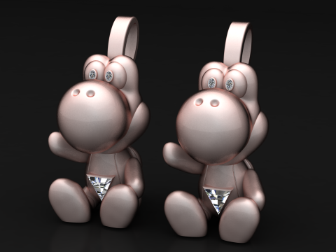 Goldener Dino-Charakter-Anhängerc 3D Druckmodell