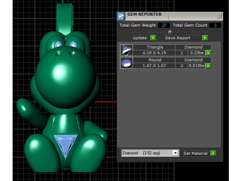 Goldener Dino-Charakter-Anhängerc 3D Druckmodell