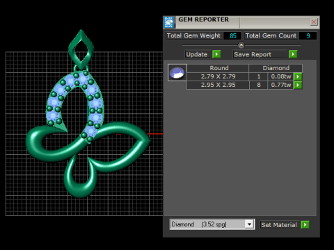 钻石蝴蝶金吊坠 3D 打印模型
