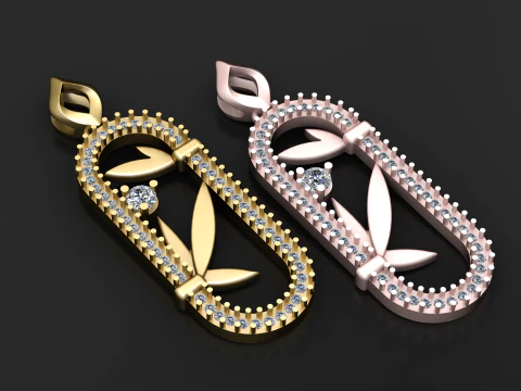 Diamond Leaf Gold Pendant 3D Print Model