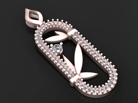 Diamond Leaf Gold Pendant 3D Print Model