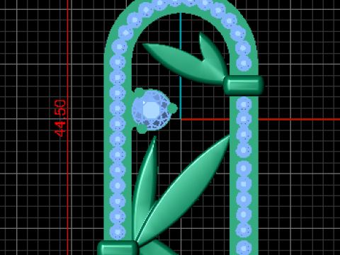 Liontin Emas Daun Berlian Model Cetak 3D