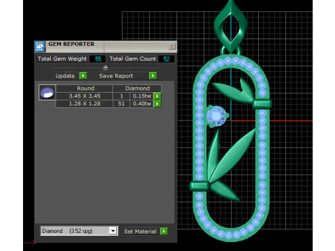 Diamond Leaf Gold Pendant 3D Print Model
