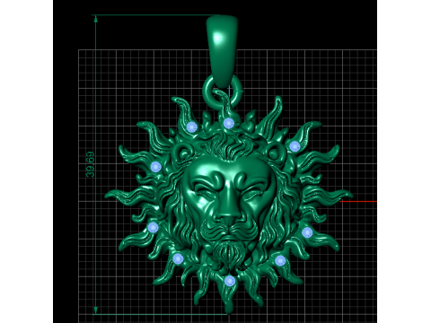 雄伟的狮子太阳吊坠 3D 打印模型