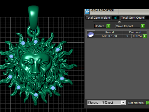 雄伟的狮子太阳吊坠 3D 打印模型