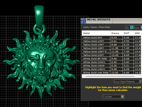 雄伟的狮子太阳吊坠 3D 打印模型
