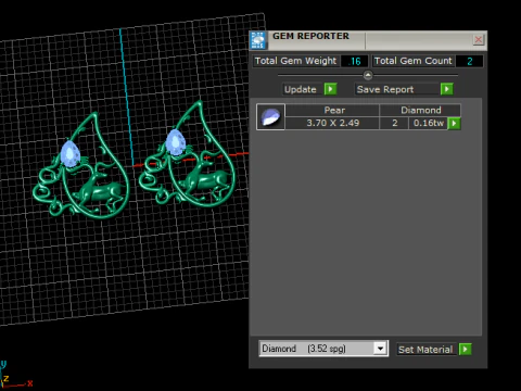 Emerald Deer Filigree Earrings 3D Print Model