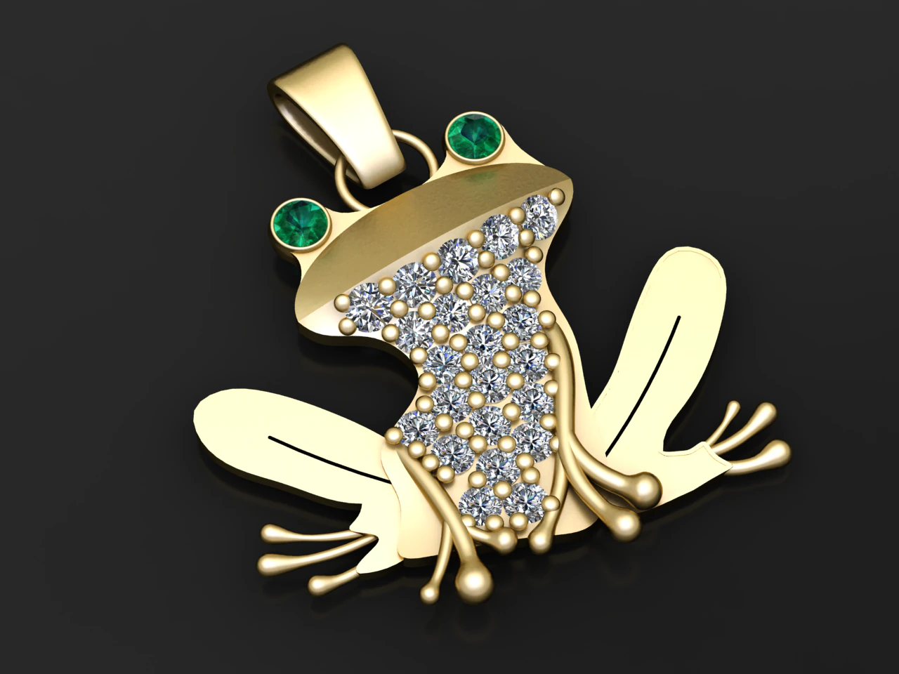 Emerald-Eyed Frog Diamond Pendant 3D Print Model .c4d .max .obj .3ds .fbx .stl .blend 