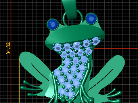 Emerald-Eyed Frog Diamond Pendant 3D Print Model