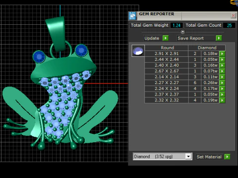 Emerald-Eyed Frog Diamond Pendant 3D Print Model