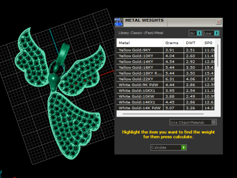 Liontin Sayap Malaikat Berlian Model Cetak 3D