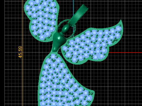 Liontin Sayap Malaikat Berlian Model Cetak 3D