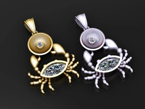 Diamond Crab Pendant 3D Print Model