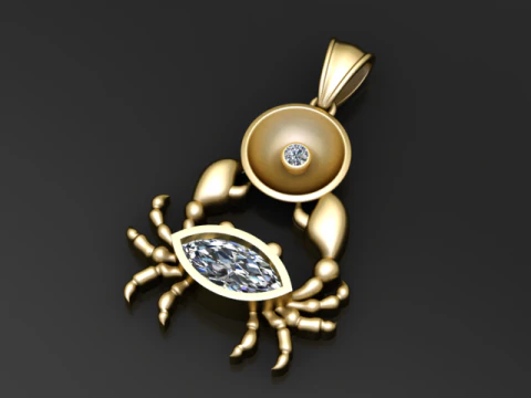 Diamond Crab Pendant 3D Print Model
