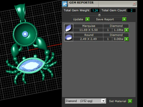 Diamond Crab Pendant 3D Print Model
