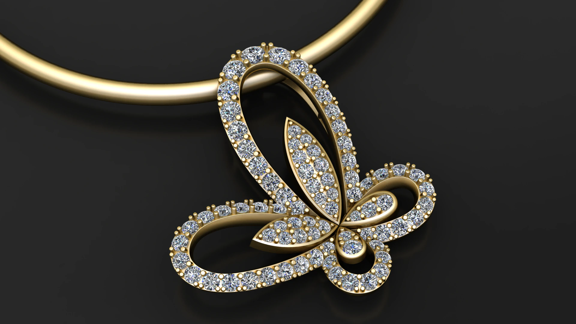 Diamond Butterfly Pendant 3D Print Model .c4d .max .obj .3ds .fbx .stl .blend 