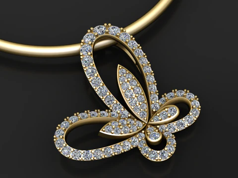 Pingente Borboleta Diamante Modelo de Impressão 3D