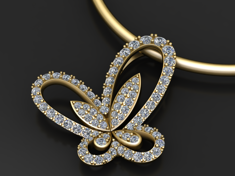 हीरा तितली लटकन 3D प्रिंट मॉडल