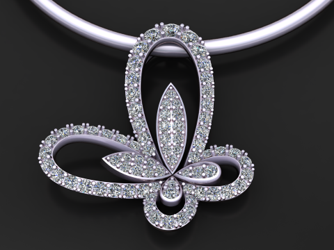 हीरा तितली लटकन 3D प्रिंट मॉडल