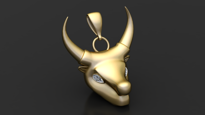 Підвіска з головою бика 3D Принт Модель .c4d .max .obj .3ds .fbx .stl .blend 