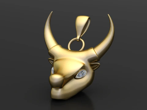 Bull Head Pendant 3D Print Model