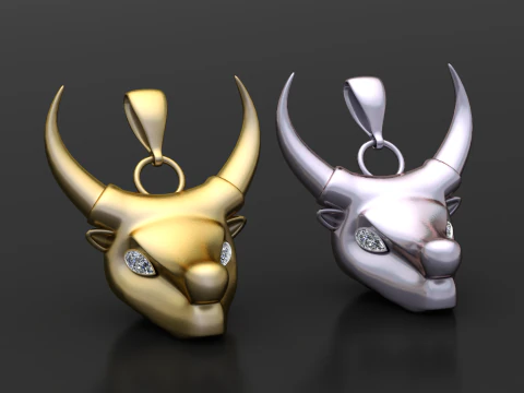 Bull Head Pendant 3D Print Model