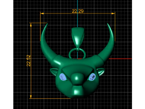 Bull Head Pendant 3D Print Model