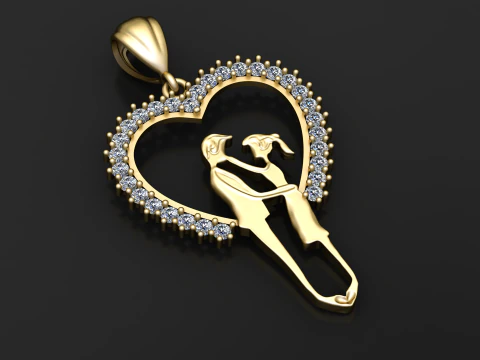 Pingente de cora&ccedil;&atilde;o de casal rom&acirc;ntico Modelo de Impressão 3D