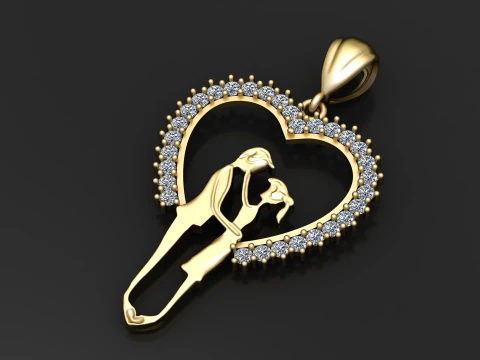 Romantic Couple Heart Pendant 3D Print Model
