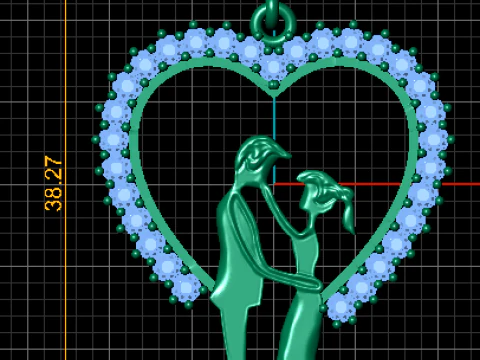 Romantic Couple Heart Pendant 3D Print Model