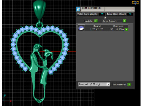 Liontin Hati Pasangan Romantis Model Cetak 3D