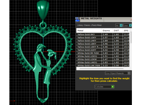 Liontin Hati Pasangan Romantis Model Cetak 3D