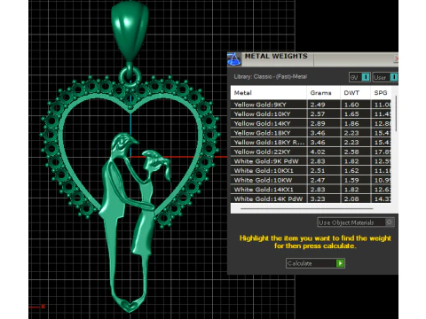 Romantic Couple Heart Pendant 3D Print Model